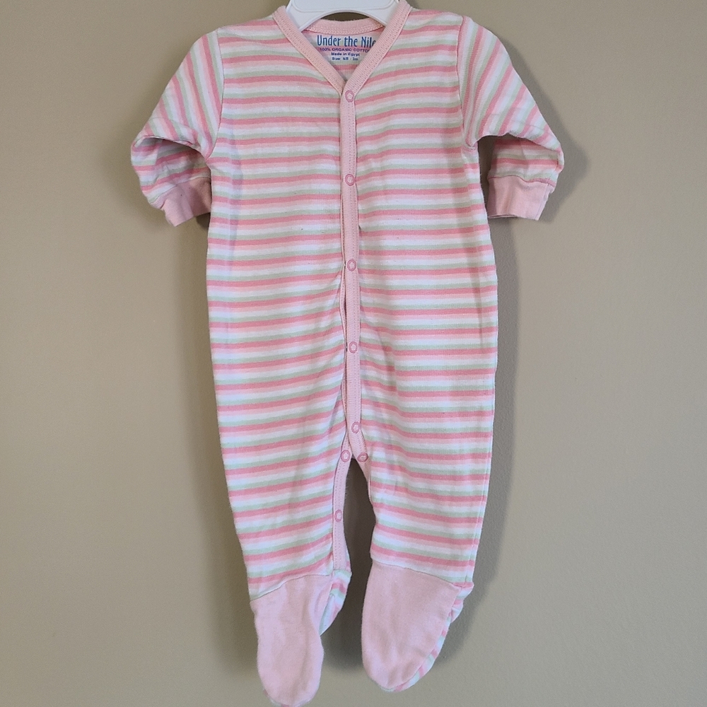 Organic cotton striped sleeper/footie